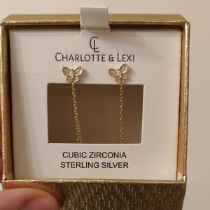 New! CHARLOTTE & LEXI sterling silver  stud earrings.Butterfly earrings
